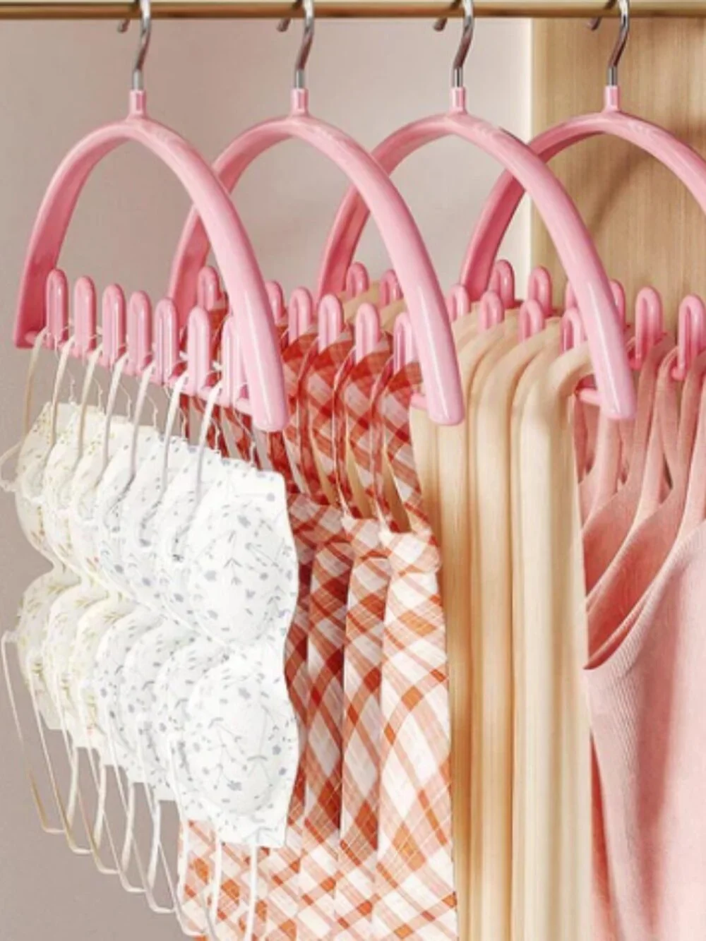 Multifunctional  Hanger Suitable for Scarves Ties Bras Lot of 2 Pink